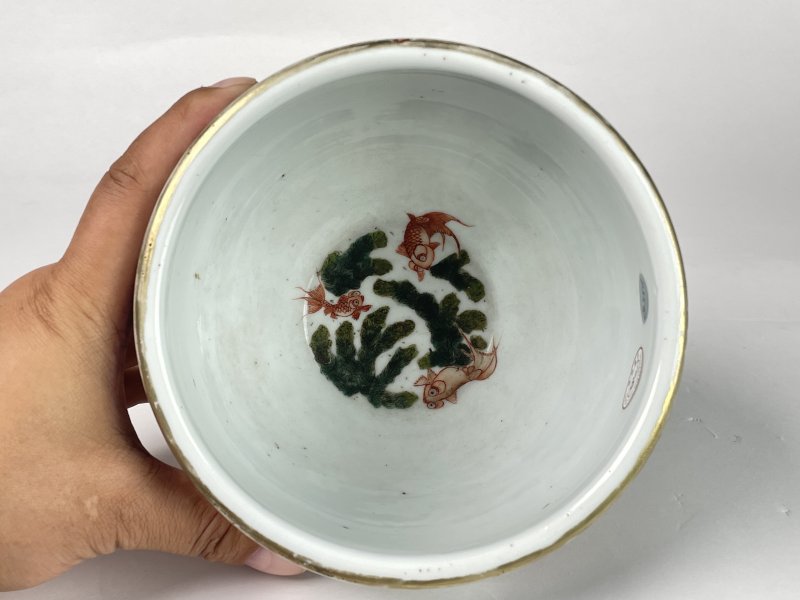 清晚期 粉彩花鸟瓜棱纹小缸 - 图7