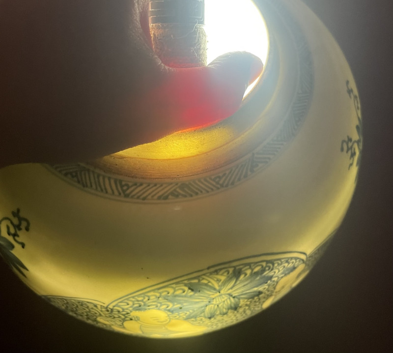 清康熙 青花持莲童子罐 - 图12