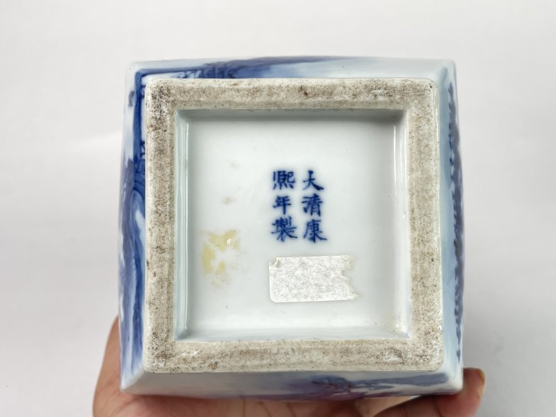 清晚期 青花山水纹四方尊 - 图14
