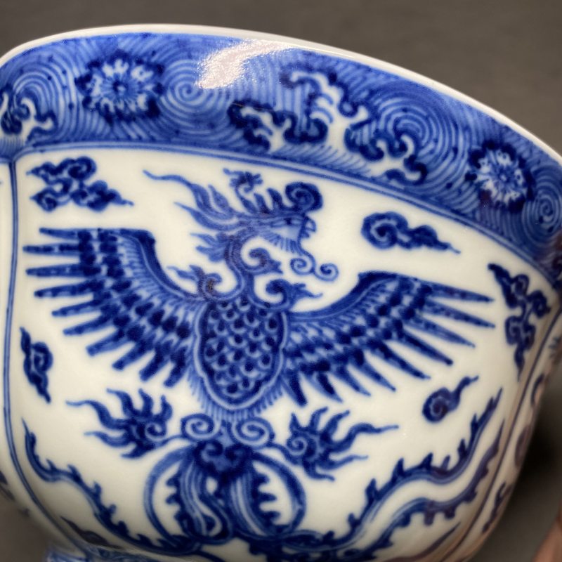 清雍正 青花龙凤纹花口碗 - 图20