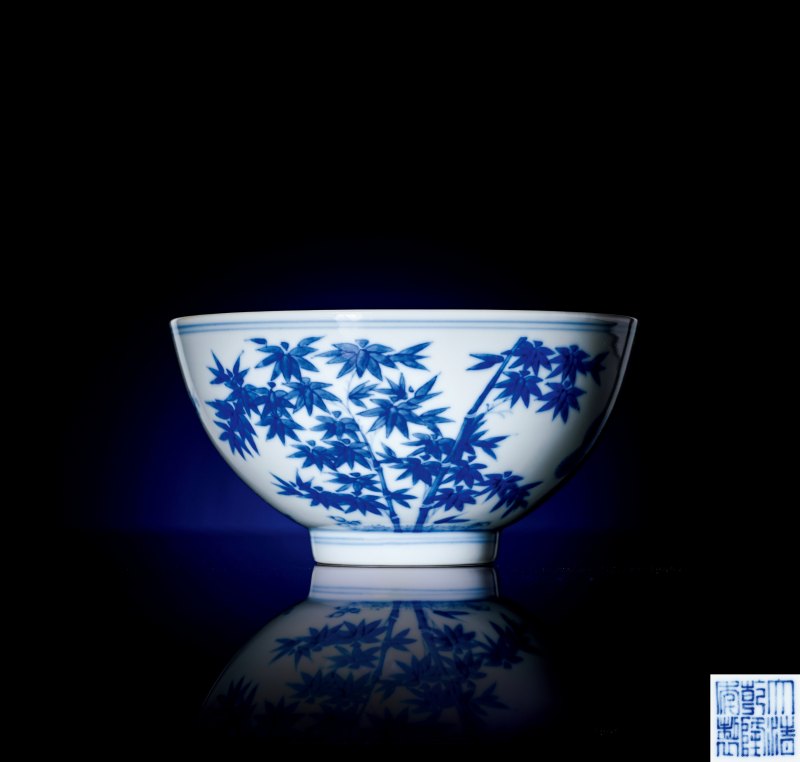 清乾隆 青花岁寒三友图碗
