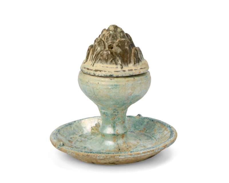 漢 鉛綠釉博山爐 | A Chinese lead green-glazed 'mountain' incense burner, boshan lu