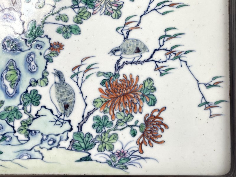 清雍正 斗彩花卉纹瓷板 - 图6