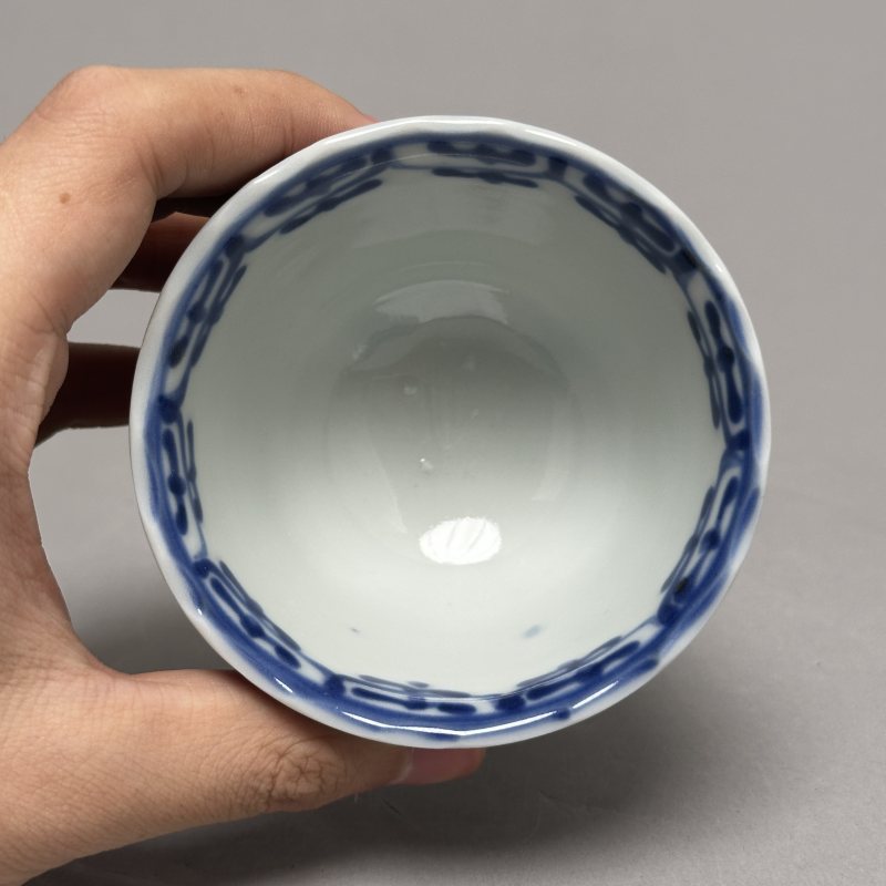 清早期 祭蓝花口杯一对 - 图3