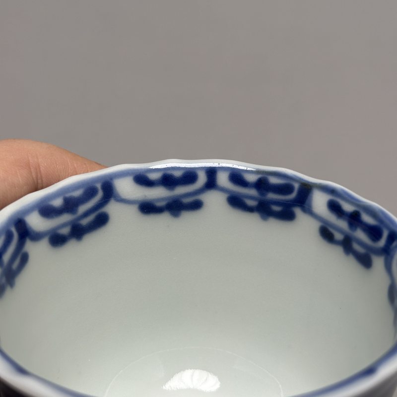 清早期 祭蓝花口杯一对 - 图4