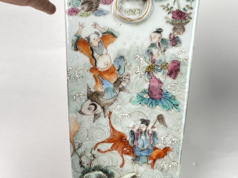 清晚期 粉彩神仙人物纹四方瓶一对 - 图18