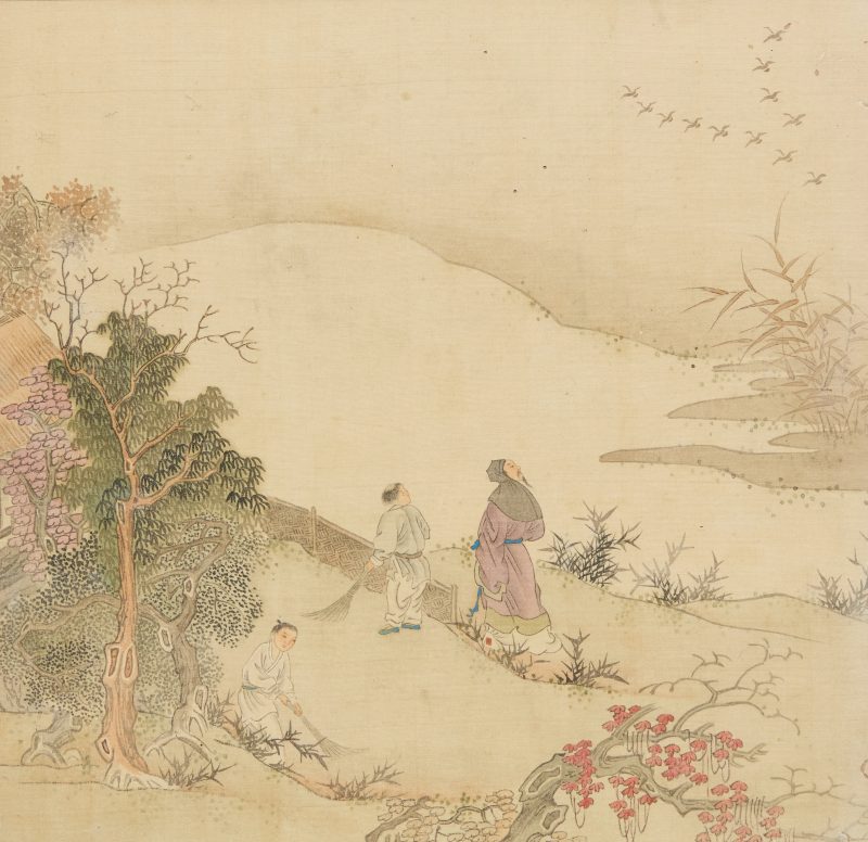 清晚期 《豳風圖》十三幅，設色絹本，玻璃鏡框 | Chinese school, late Qing dynasty - 图13