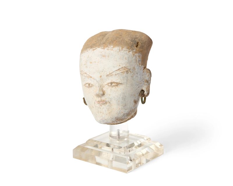 東漢 陶人俑首 | A Chinese pottery head of a young woman - 图1
