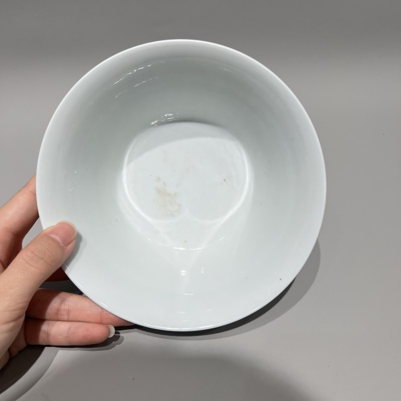 清嘉庆 青花斗彩团花纹马蹄碗 - 图5
