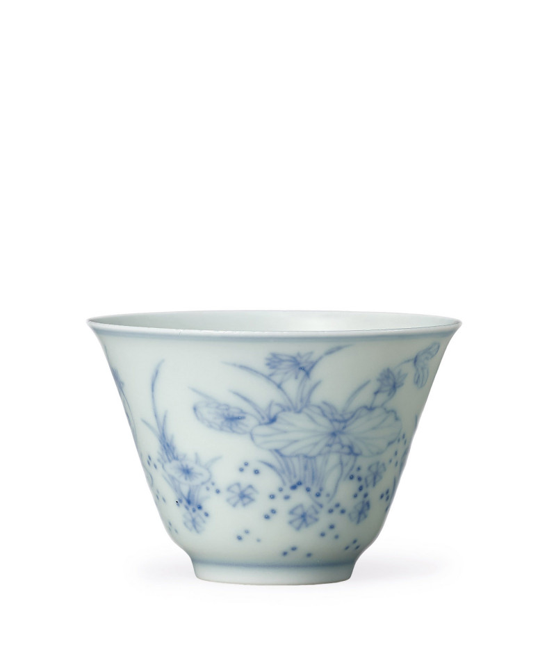 清  青花花卉紋杯 - 图1