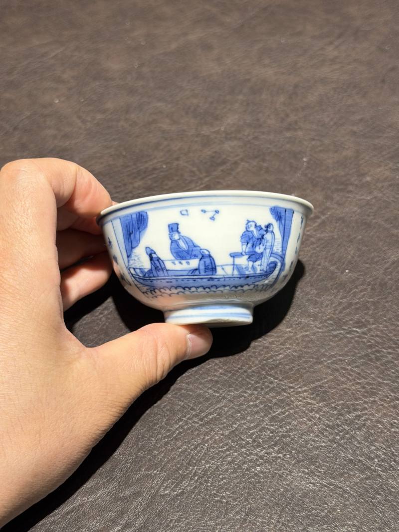 清 青花赤壁赋杯 - 图2