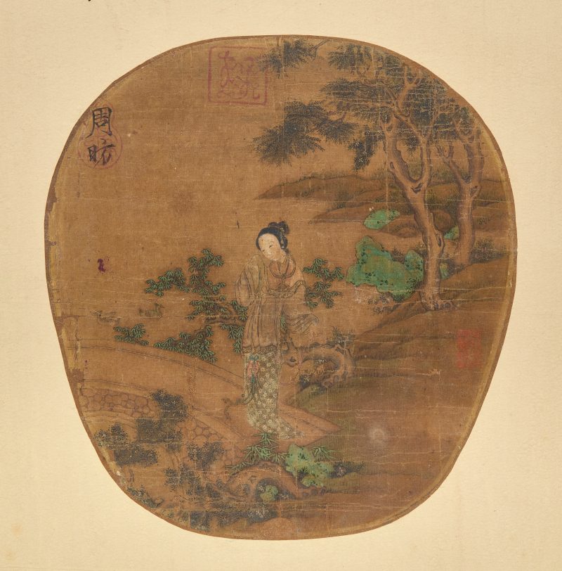 明 仿周昉仕女圖，設色絹本，扇頁 | In the manner of Zhou Fang (8th-9th century), Ming dynasty
