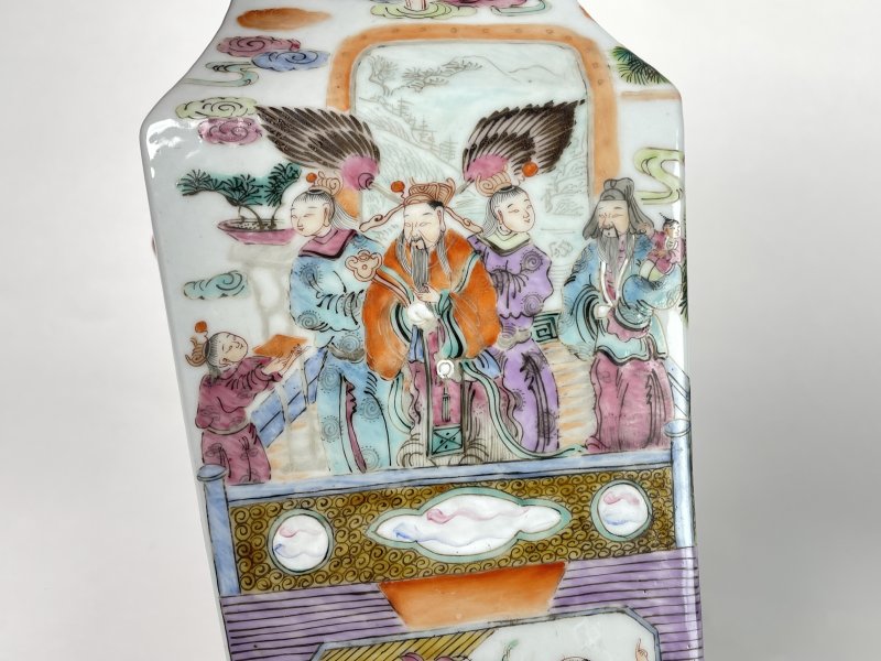 清晚期 粉彩神仙人物纹四方瓶一对 - 图19