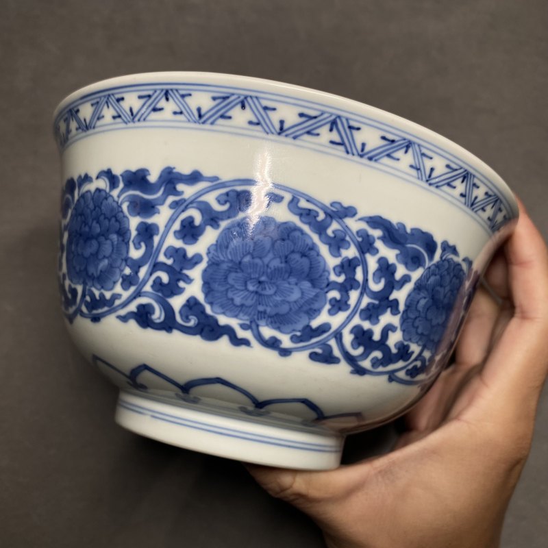 清康熙 青花缠枝花卉纹碗 - 图7