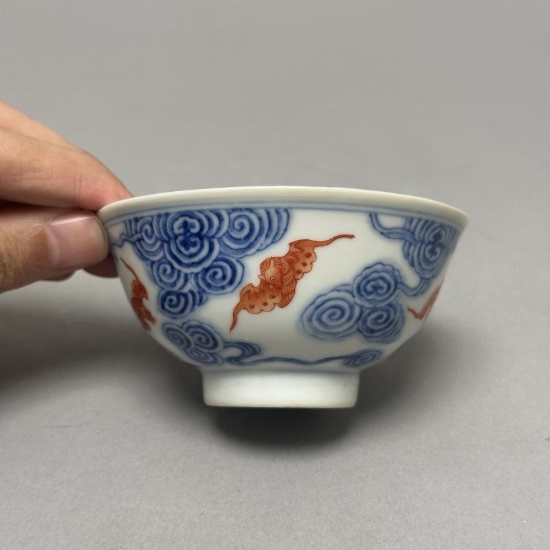 清光绪 青花洪福齐天纹茶圆 - 图2