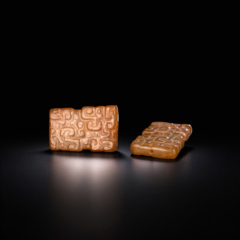 明代 龙纹玉勒一对
