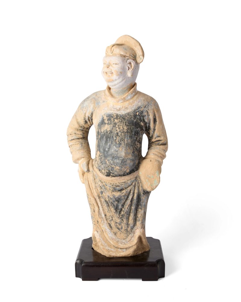 唐 彩繪陶人俑 | A large Chinese painted pottery figure of a courtier - 图1