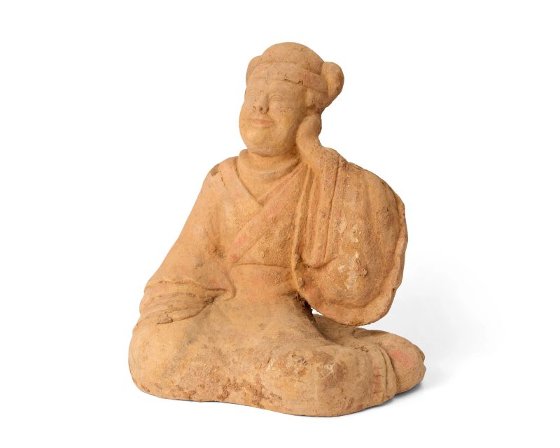 漢 陶俑 | A large Chinese pottery figure of a courtier - 图1