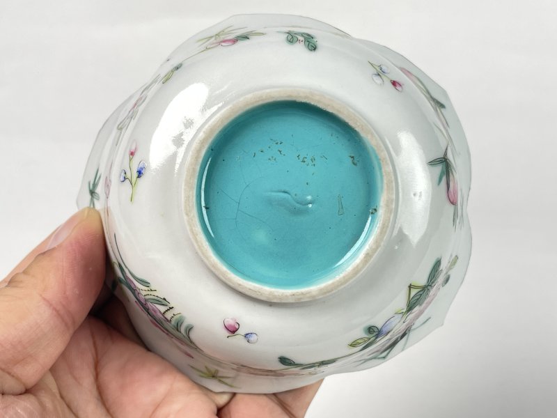清晚期 粉彩折枝花虫纹花口碗 - 图9