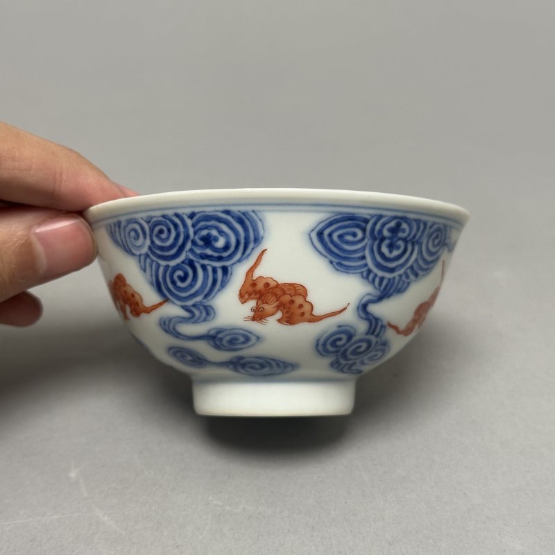 清光绪 青花洪福齐天纹茶圆 - 图3