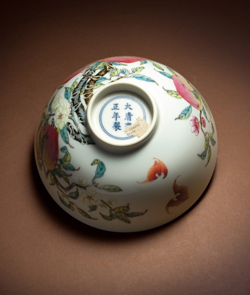 清  粉彩過枝福壽雙全碗 - 图3