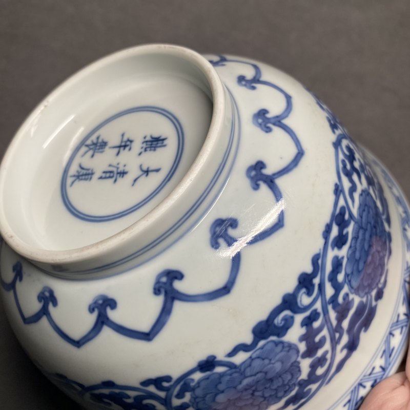 清康熙 青花缠枝花卉纹碗 - 图9