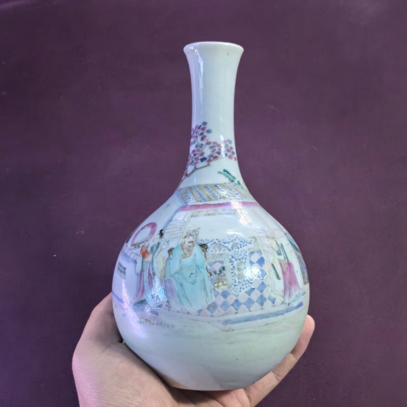 清晚期 粉彩人物故事图天球瓶 - 图6