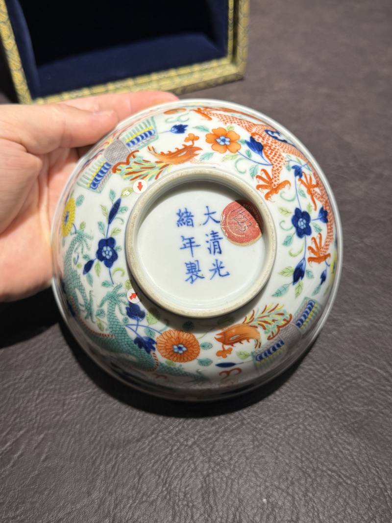 清光绪 五彩龙凤纹碗 - 图12