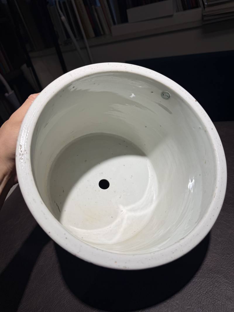清道光 粉彩矾红仿汉瓦当延年益寿纹大花盆 - 图6