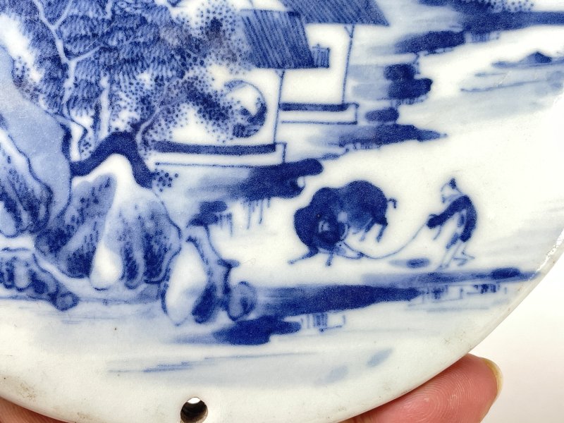 清雍正 青花山水人物小挂板 - 图5