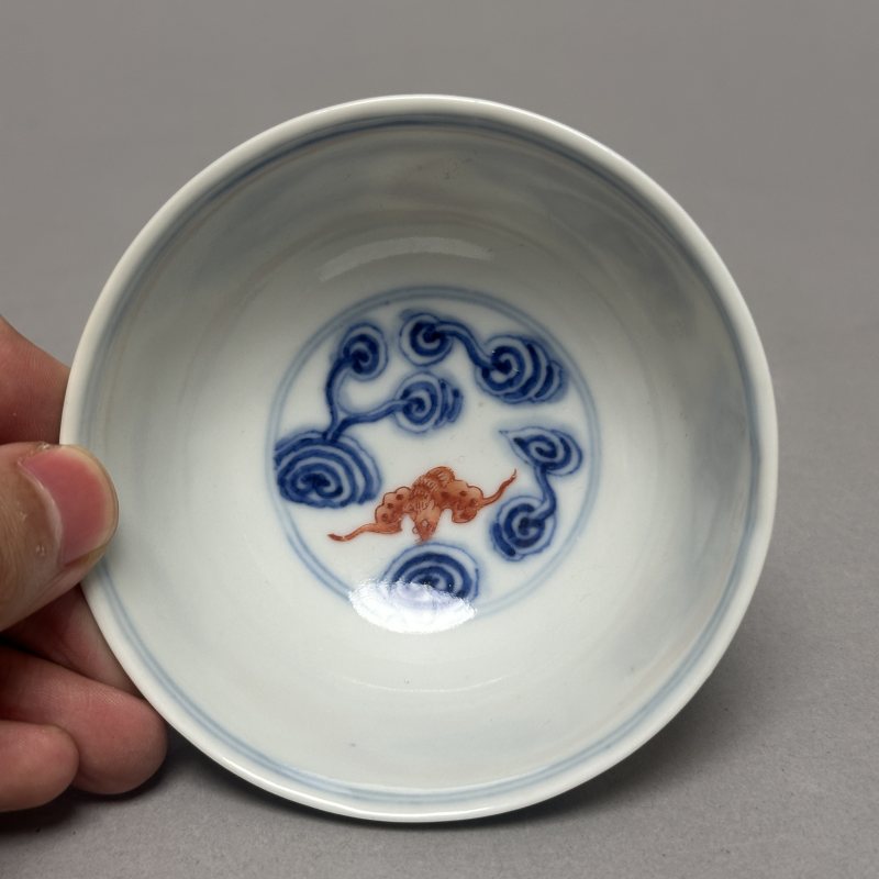 清光绪 青花洪福齐天纹茶圆 - 图4