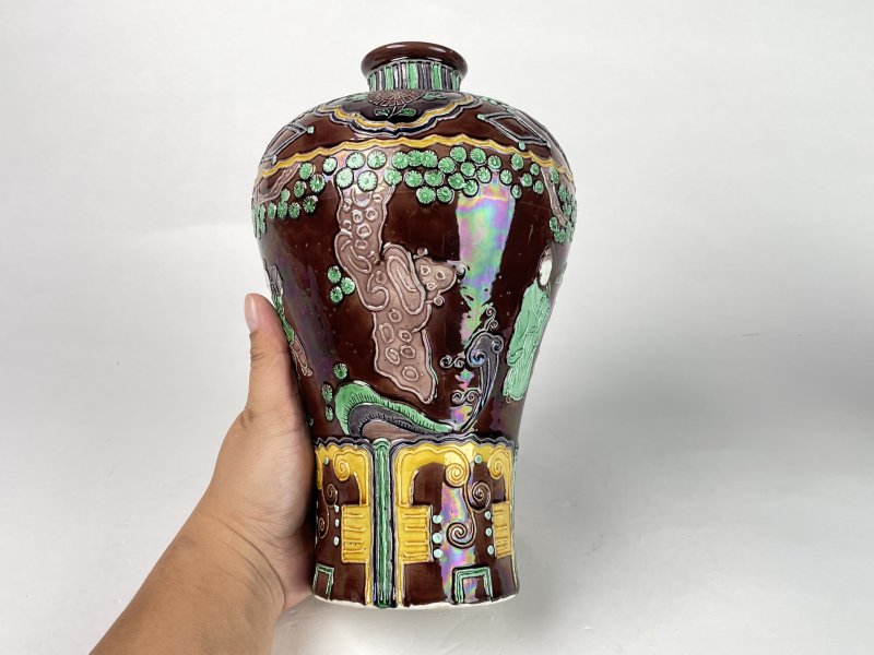 清 仿法华釉人物纹梅瓶 - 图4