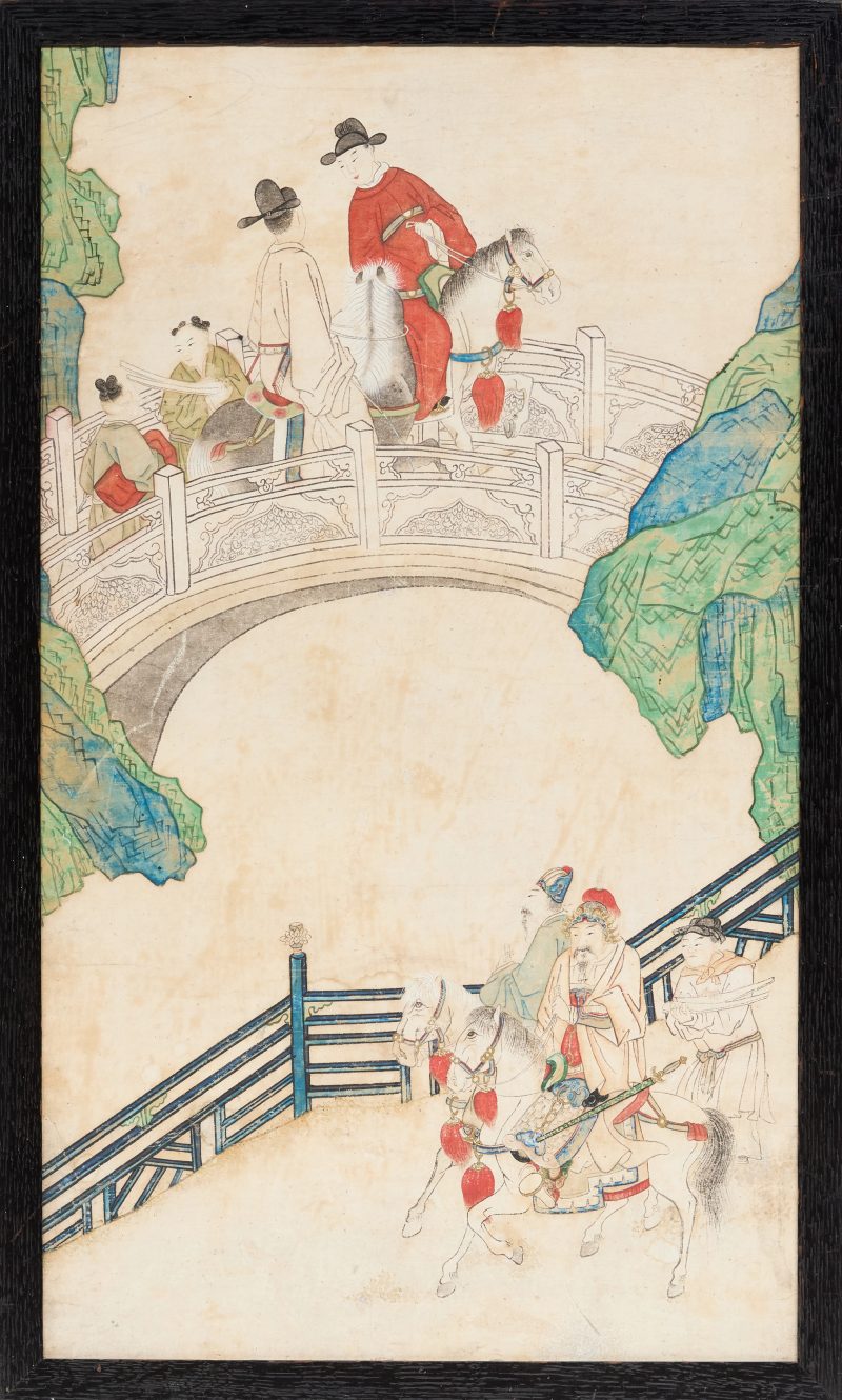 清十九世紀 騎馬圖，設色紙本，木框 | Chinese school, 19th century - 图2