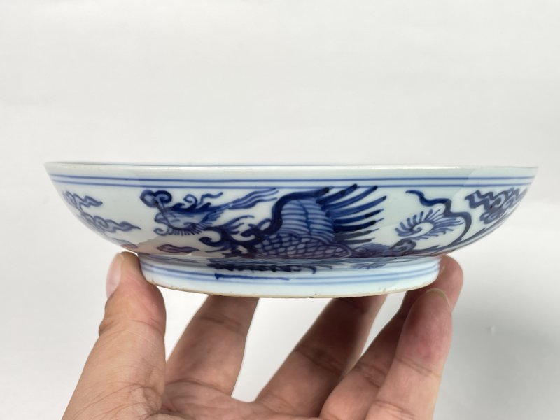 清早期 青花凤纹盘 - 图3