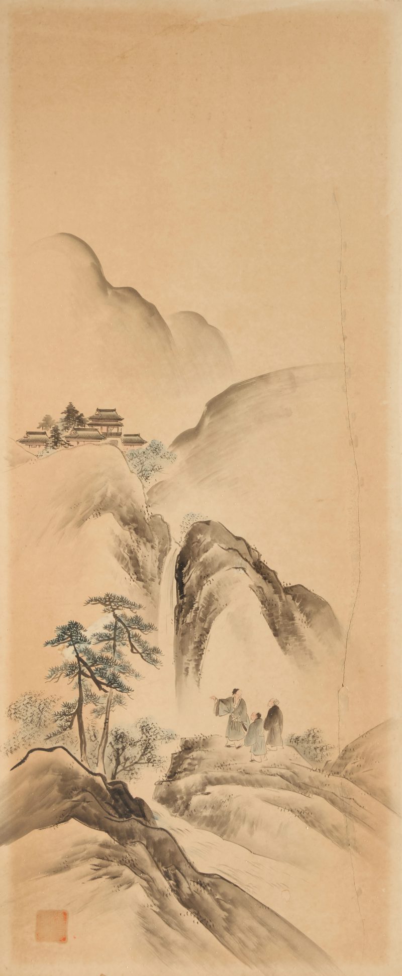 清晚期 山水圖，設色紙本，玻璃木框 | Chinese school, Late Qing dynasty
