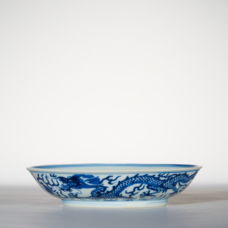 清光绪 青花赶珠龙纹盘 - 图3