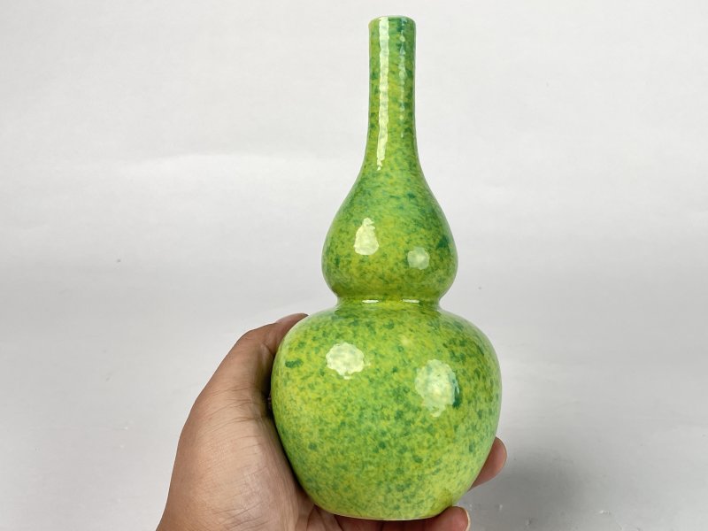 清中期 吹绿釉葫芦瓶 - 图5