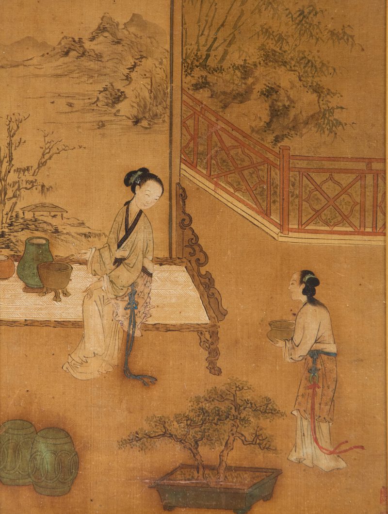 十七/十八世紀 仕女圖，設色絹本，鈐印兩枚 | Chinese school, 17th/18th century