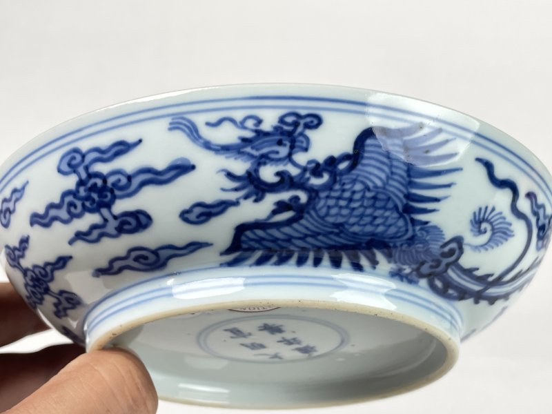 清早期 青花凤纹盘 - 图4