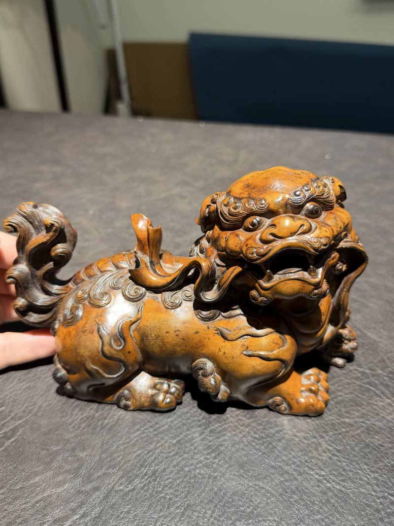 清 黄杨木瑞狮一对 - 图12