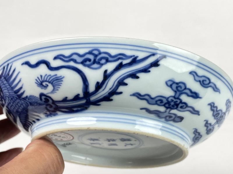 清早期 青花凤纹盘 - 图5