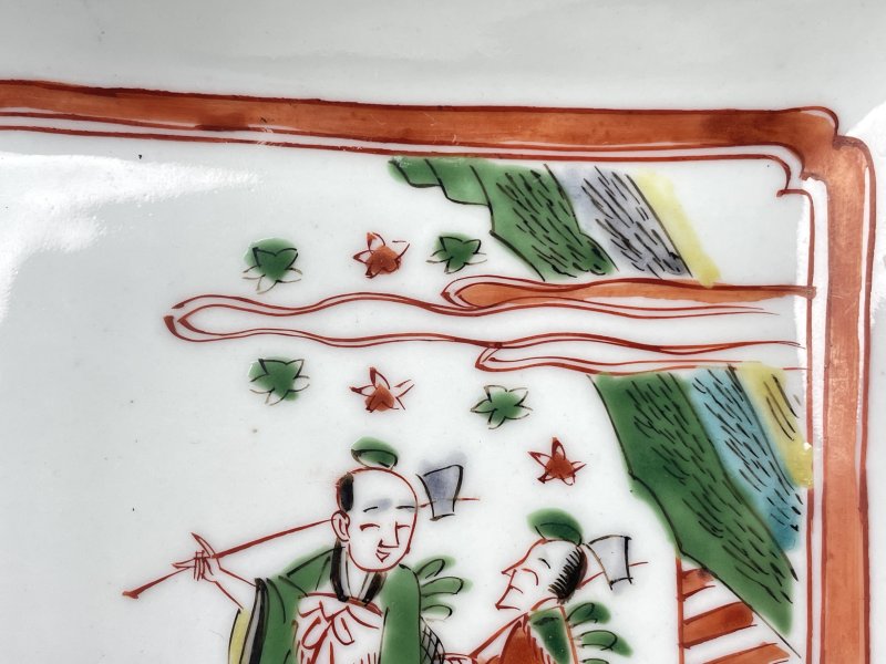 明天启 红绿彩四方盘一对 - 图5