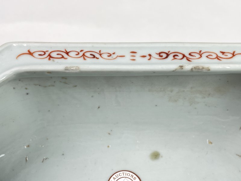 清晚期 粉彩博古花卉纹四方倭角花盆一对 - 图19
