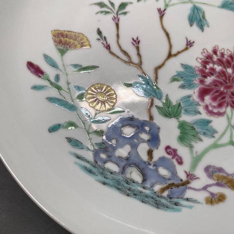清雍正 粉彩富贵牡丹纹盘 - 图8