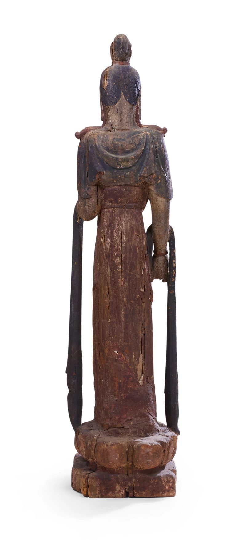 明十七世紀 木胎彩繪觀音立像 | A large Chinese carved wood and painted gesso figure of Guanyin - 图3