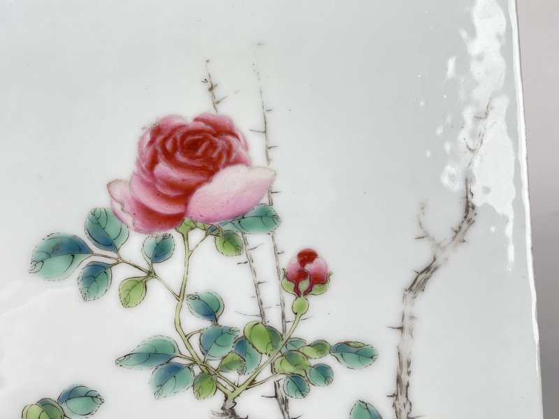 清晚期 粉彩花卉纹瓷板 - 图4