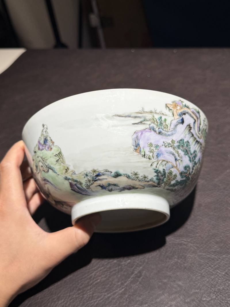 清乾隆 粉彩山水人物碗 - 图4