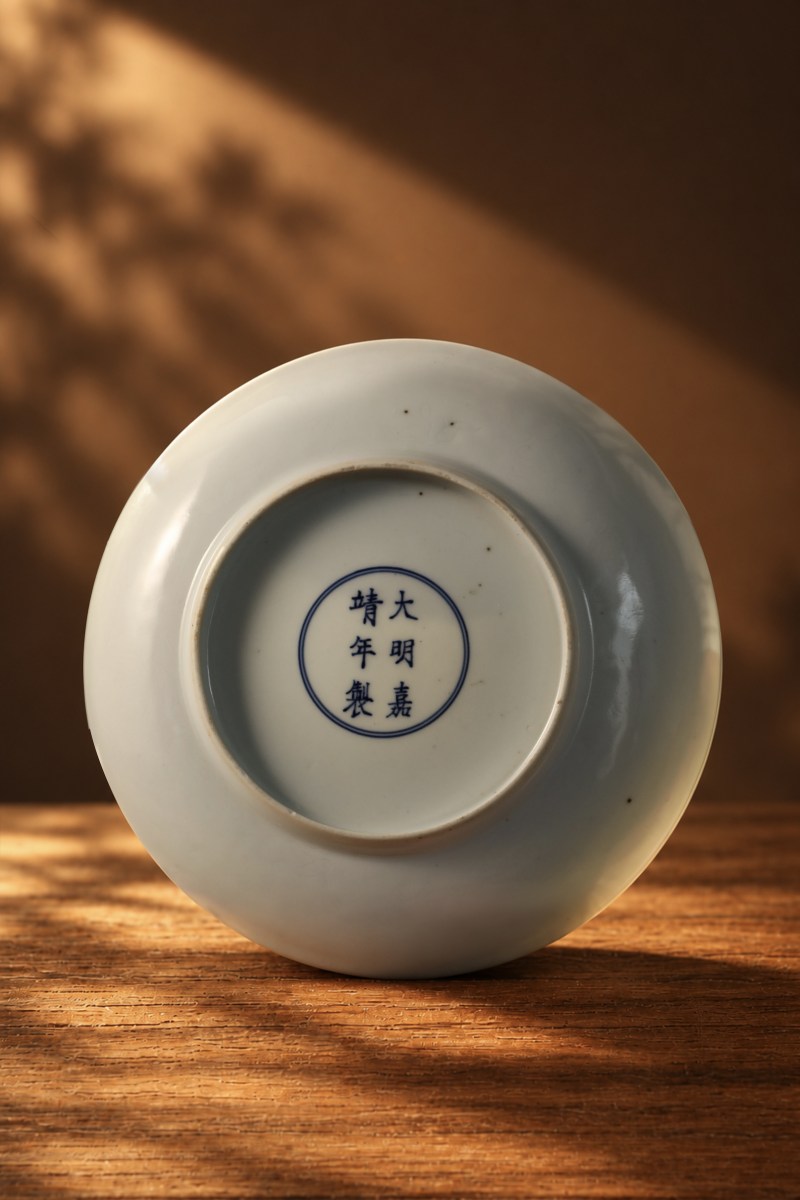 明嘉靖 白釉暗刻龙纹大盘 - 图11