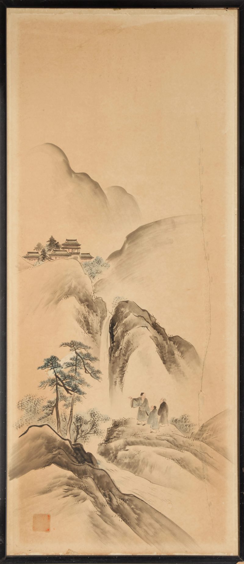 清晚期 山水圖，設色紙本，玻璃木框 | Chinese school, Late Qing dynasty - 图2