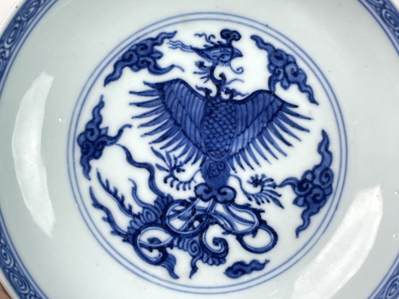 清早期 青花凤纹盘 - 图7